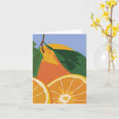 フルーツノートカード – オレンジ カード (黄色い花)