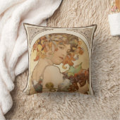 フルーツバイアルフォンスミュシャ、ヴィンテージアールヌーボー クッション (ブランケット)