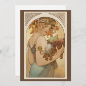 フルーツバイアルフォンスミュシャ、ヴィンテージアールヌーボー 招待状 (正面/裏面)