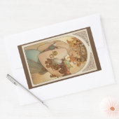 フルーツバイアルフォンスミュシャ、ヴィンテージアールヌーボー 長方形シール (封筒)