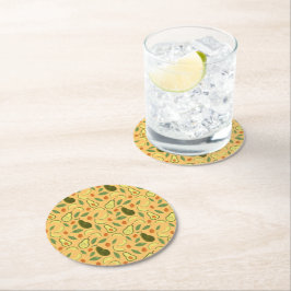 フルーツバスケットパターンコレクション – アボカド ラウンドペーパーコースター