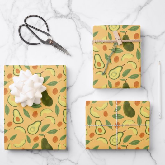 フルーツバスケットパターンコレクション – アボカド ラッピングペーパーシート (正面)
