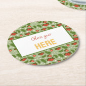 フルーツバスケットパターンコレクション – イチゴ ラウンドペーパーコースター (アングル)