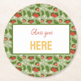 フルーツバスケットパターンコレクション – イチゴ ラウンドペーパーコースター