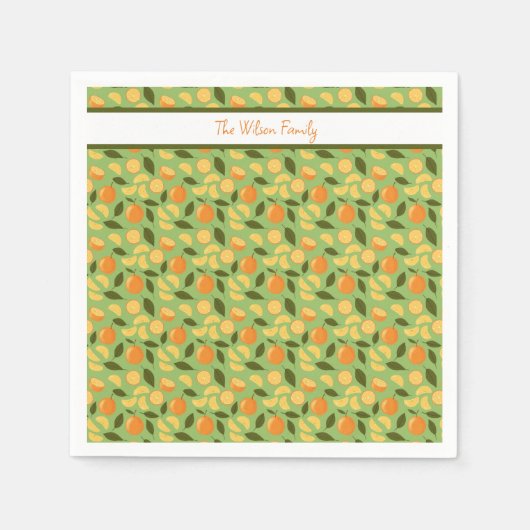 フルーツバスケットパターンコレクション – オレンジ スタンダードカクテルナプキン (正面)
