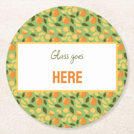フルーツバスケットパターンコレクション – オレンジ ラウンドペーパーコースター