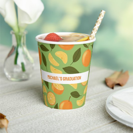 フルーツバスケットパターンコレクション – オレンジ 紙コップ (インサイチュ)