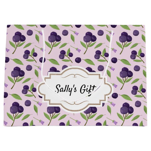 フルーツバスケットパターンコレクション – ブルーベリー ラージペーパーバッグ (正面)