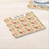 フルーツバスケットパターンコレクション – リンゴ スクエアペーパーコースター (アングル)