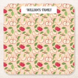 フルーツバスケットパターンコレクション – リンゴ スクエアペーパーコースター
