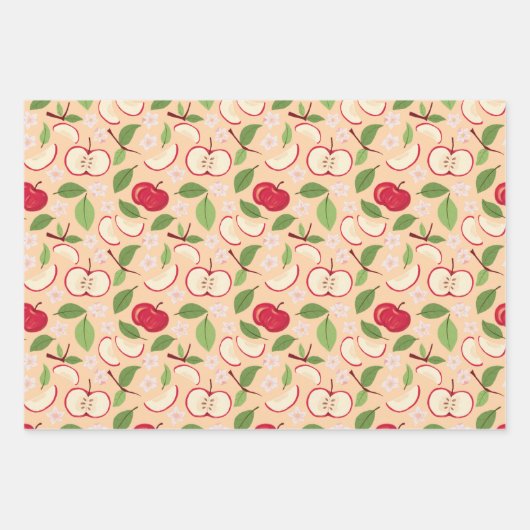 フルーツバスケットパターンコレクション – リンゴ ラッピングペーパーシート (正面)
