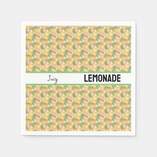 フルーツバスケットパターンコレクション – レモン スタンダードカクテルナプキン (正面)