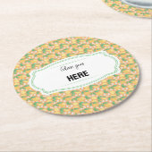 フルーツバスケットパターンコレクション – レモン ラウンドペーパーコースター (アングル)