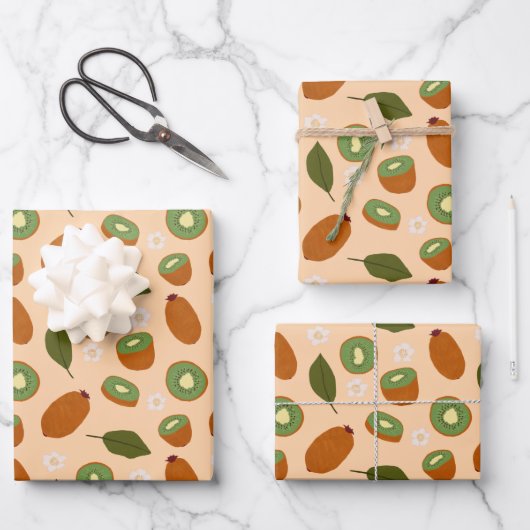 フルーツバスケットパターンコレクション – Kiwi ラッピングペーパーシート (正面)