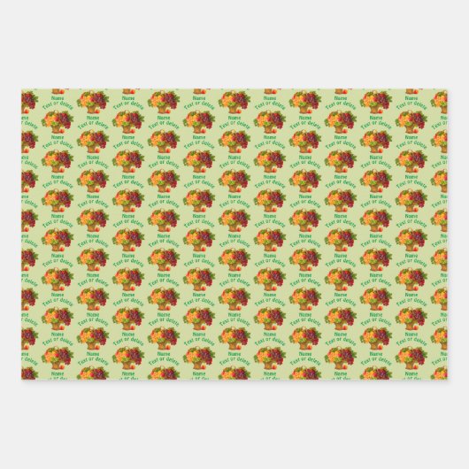 フルーツバスケットヴィンテージアートパーソナライズされた ラッピングペーパーシート (正面3)