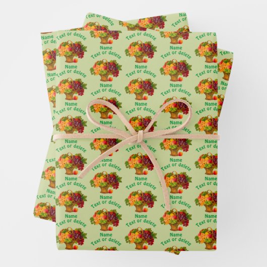 フルーツバスケットヴィンテージアートパーソナライズされた ラッピングペーパーシート (インサイチュ)