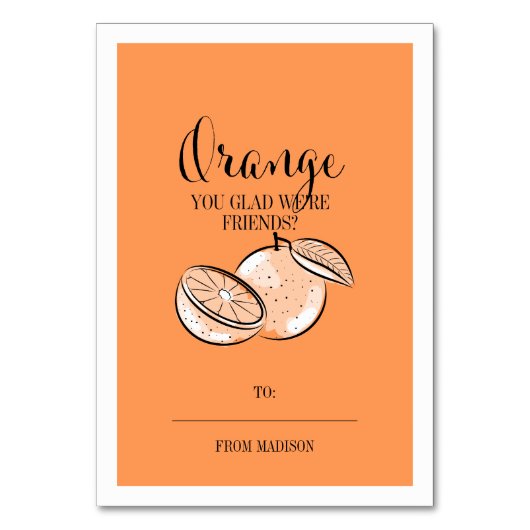 フルーツパおもしろいンオレンジ教室バレンタインカード テーブルナンバー (正面)