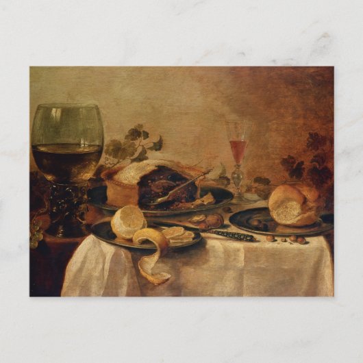 フルーツパイ1635年が付いている静物画 ポストカード (正面)