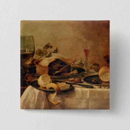 フルーツパイ1635年が付いている静物画 缶バッジ (正面)