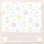 フルーツパタカラフルーンファーストネーム赤いキッチン ガラスコースター (裏面)