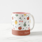 フルーツパタカラフルーンファーストネーム赤いキッチン ツートーンマグカップ (正面右)