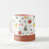 フルーツパタカラフルーンファーストネーム赤いキッチン ツートーンマグカップ (正面左)