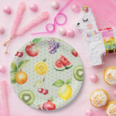 フルーツパターンの誕生日パーティー2つのティ ペーパープレート (パーティー)