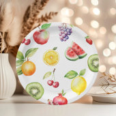 フルーツパターンの誕生日パーティー2つのティ ペーパープレート