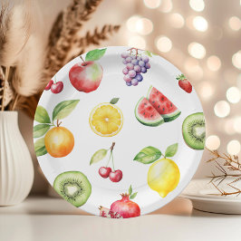 フルーツパターンの誕生日パーティー2つのティ ペーパープレート