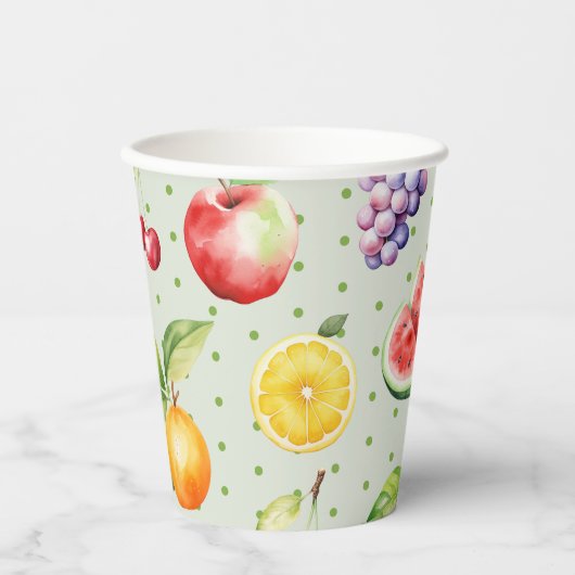 フルーツパターンの誕生日パーティー2つのティ 紙コップ (正面)