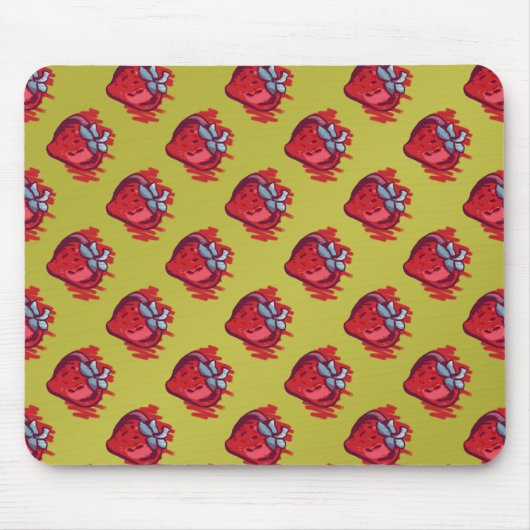 フルーツパターンイチゴ金ゴールド電気学 マウスパッド (正面)