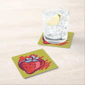 フルーツパターンイチゴon金ゴールドパーティー物 スクエアペーパーコースター (インサイチュ)