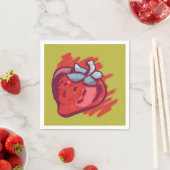 フルーツパターンイチゴon金ゴールドパーティー物 スタンダードカクテルナプキン (インサイチュ)