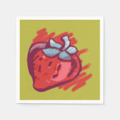 フルーツパターンイチゴon金ゴールドパーティー物 スタンダードカクテルナプキン (正面)