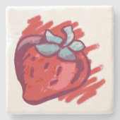 フルーツパターンイチゴon金ゴールドパーティー物 ストーンコースター (正面)