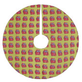 フルーツパターンイチゴon金ゴールドパーティー物 ブラッシュドポリエステルツリースカート (正面)