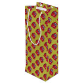 フルーツパターンイチゴon金ゴールドパーティー物 ワインギフトバッグ (裏面アングル)