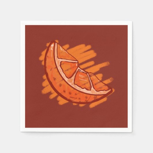 フルーツパターンブラッドオレンジ スタンダードカクテルナプキン (正面)