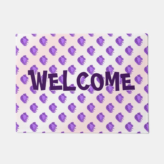 フルーツパターンブルーベリーとクリーム ドアマット (正面)