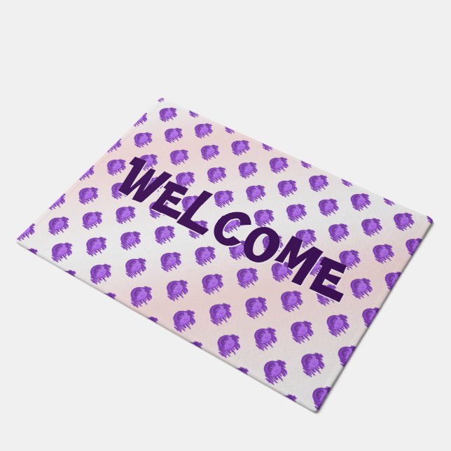 フルーツパターンブルーベリーとクリーム ドアマット (アングル)