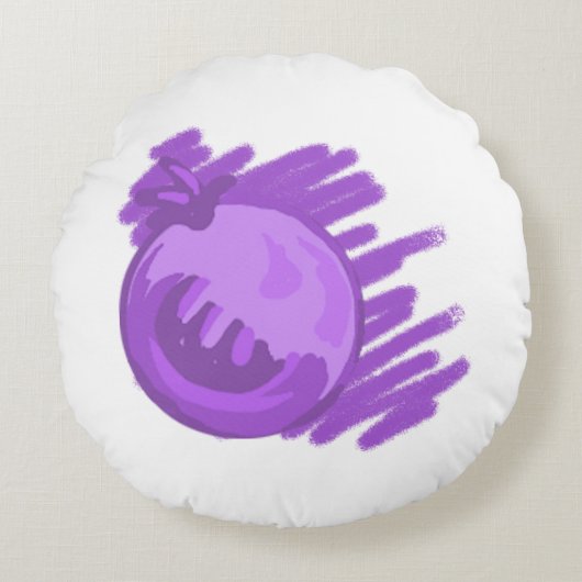 フルーツパターンブルーベリーとクリーム ラウンドクッション (正面)