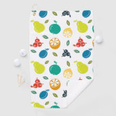 フルーツパターン，プラム，オレンジ，レモン，梨，リンゴ ゴルフタオル (インサイチュ)