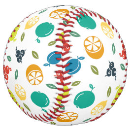 フルーツパターン，プラム，オレンジ，レモン，梨，リンゴ ソフトボール