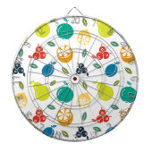 フルーツパターン，プラム，オレンジ，レモン，梨，リンゴ ダーツボード (正面)