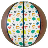 フルーツパターン，プラム，オレンジ，レモン，梨，リンゴ バスケットボール (縦)