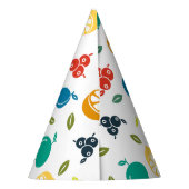 フルーツパターン，プラム，オレンジ，レモン，梨，リンゴ パーティーハット (裏面)