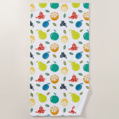 フルーツパターン，プラム，オレンジ，レモン，梨，リンゴ ビーチタオル (正面)