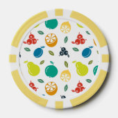 フルーツパターン，プラム，オレンジ，レモン，梨，リンゴ ポーカーチップ (正面)