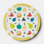 フルーツパターン，プラム，オレンジ，レモン，梨，リンゴ ポーカーチップ (裏面)