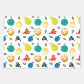 フルーツパターン，プラム，オレンジ，レモン，梨，リンゴ ラッピングペーパーシート (正面2)